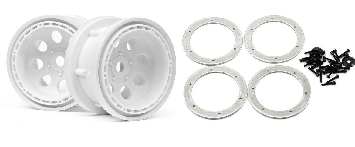 1/10 ROCK 8 BEAD LOCK WHEEL WHITE 2.2'' (55x36mm/2pcs) rock crawler jantı (2 pcs)